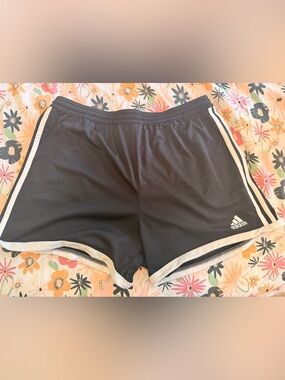 adidas Black Athletic Shorts with White Trim